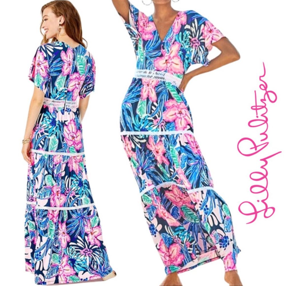 NWT Lilly Pulitzer Maribella Floral Maxi Dress, 12